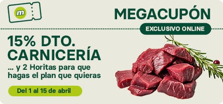 15% de descuento en carnicer&iacute;a exclusivo online con tu Megacup&oacute;n