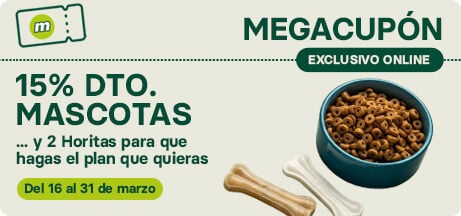 15% de descuento en mascotas exclusivo online con tu Megacup&oacute;n