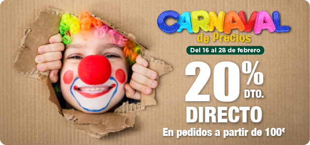 Carnaval de Precios: 20% de descuento directo en pedidos a partir de 100&euro;