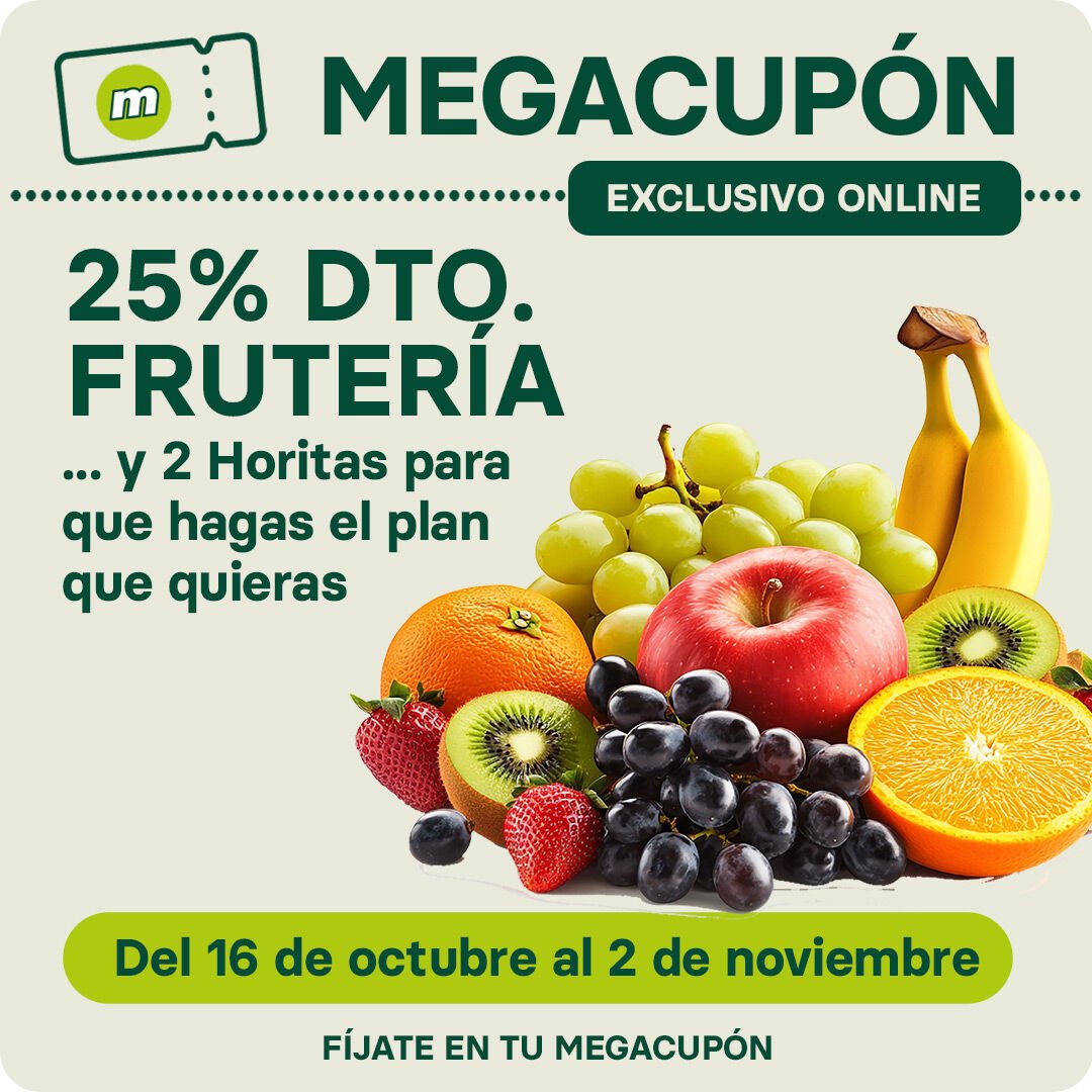 25% de descuento en frutería con tu Megacupón