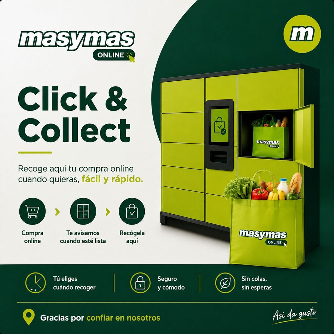 Click & Collect masymas online: recoge tu compra online cuando quieras, f&aacute;cil y r&aacute;pido