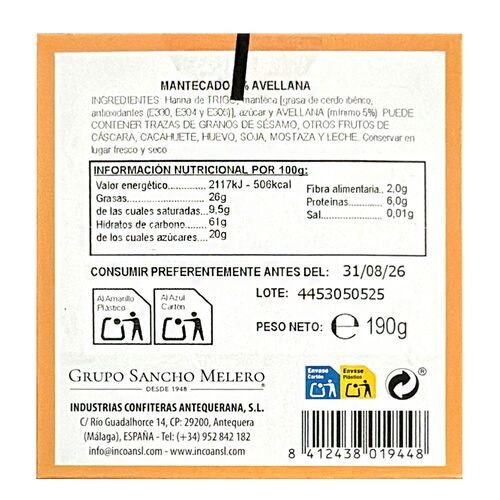 Mantecado de avellana LA FLOR DE ANTEQUERA 190g image number
