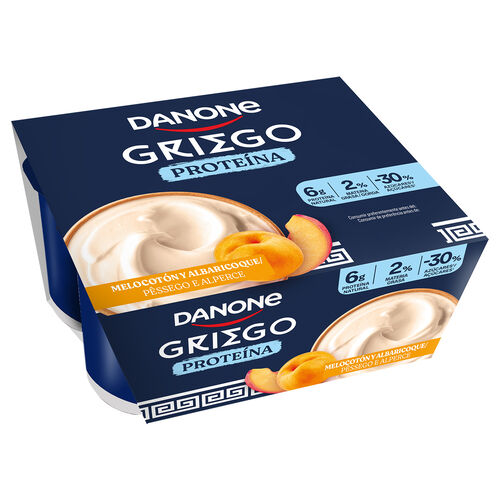 Yogur griego Prote&iacute;na melocot&oacute;n y albaricoque DANONE 4uds image number