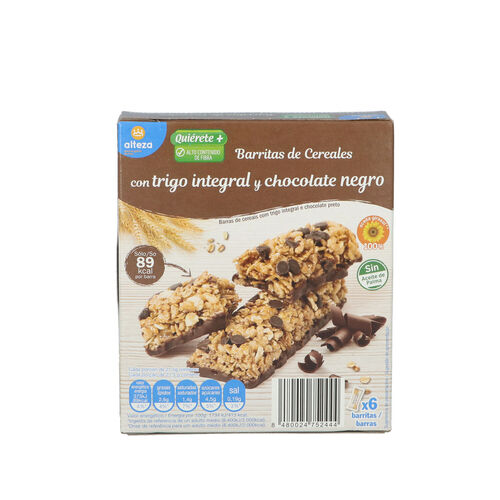 Barritas de cereales con trigo Integral y chocolate negro ALTEZA 6uds 129g image number