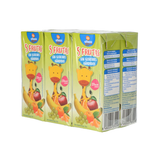 Bebida de zumo 5 frutas sin azucar ALTEZA pack 6x200ml image number