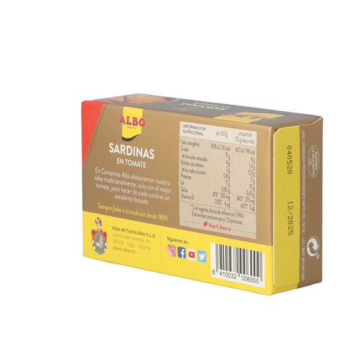 SARDINAS EN TOMATE ALBO 120g image number