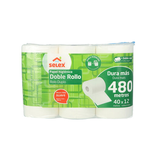 PAPEL HIGIENICO SELEX DOBLE ROLLO PACK 12uds image number