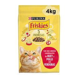 Comida seca para gato adulto con buey, pollo y verduras pienso FRISKIES 4kg