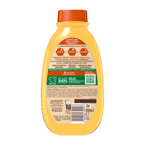 CHAMPU REPARADOR TESOROS DE MIEL ORIGINAL REMEDIES 400ml image number
