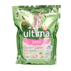 Comida seca para gato junior con pollo y arroz pienso ULTIMA 400g