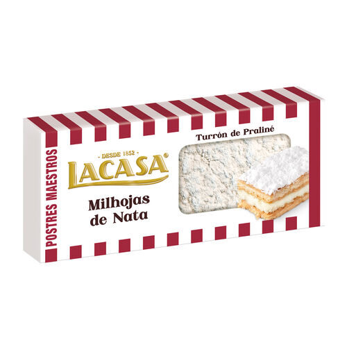 Turron de praliné sabor milhojas de nata LACASA 200g image number
