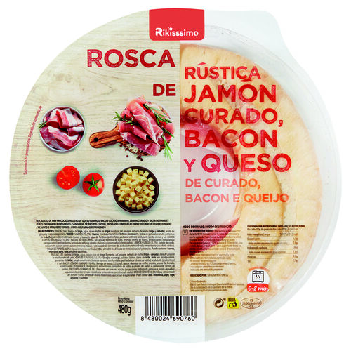 Rosca R&uacute;stica de jam&oacute;n curado, bacon y queso RIKISSSIMO 480g image number
