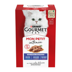 Comida h&uacute;meda para gato adulto con pescado Mon Petit Intense GOURMET 6x50g