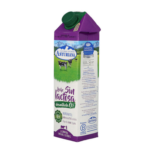 LECHE SIN LACTOSA DESNATADA CENTRAL LECHERA ASTURIANA 1L image number