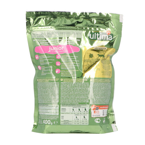 Comida seca para gato junior con pollo y arroz pienso ULTIMA 400g image number