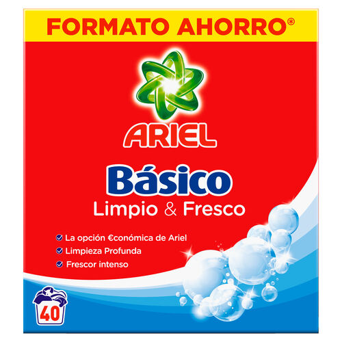 DETERGENTE ARIEL BASICO POLVO 40 CACITOS image number