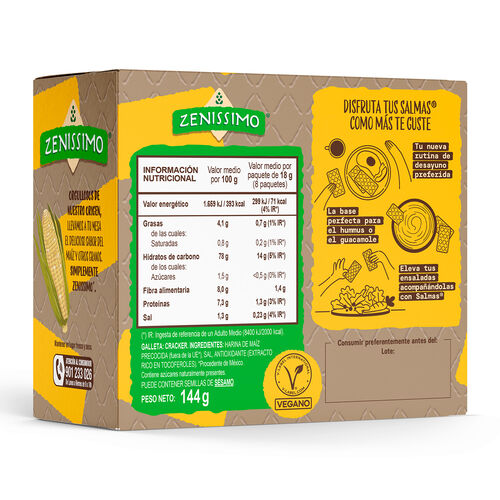 Crackers de ma&iacute;z Salmas Cl&aacute;sicas ZENISSIMO 144g image number