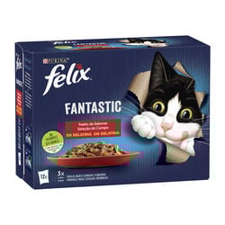 Alimento húmedo gato fantastic festín de sabores FELIX 12x85g