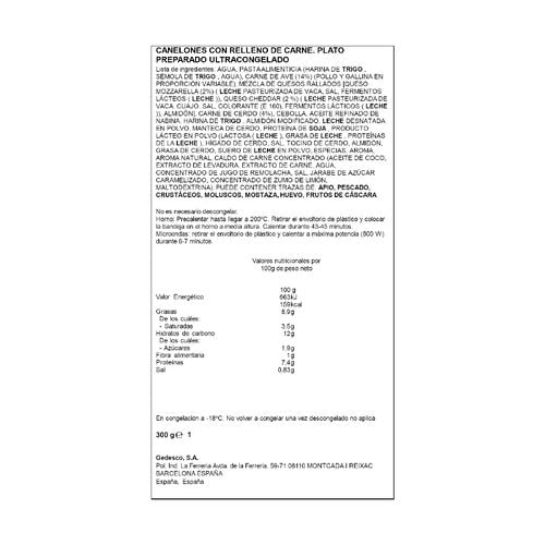 Canelones bolo&ntilde;esa ALTEZA congelados 300g image number