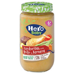TARRITO VERDURITAS CON POLLO Y TERNERA TROCITOS HERO 235g