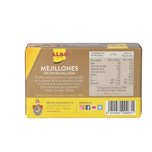 MEJILLON SALSA GALLEGA ALBO 12/16 115g image number