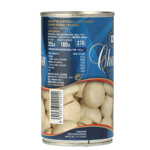 CHAMPIÑON ENTERO CIDACOS 355g image number