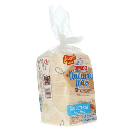 PAN DE MOLDE SIN CORTEZA 100% NATURAL BIMBO 450g image number