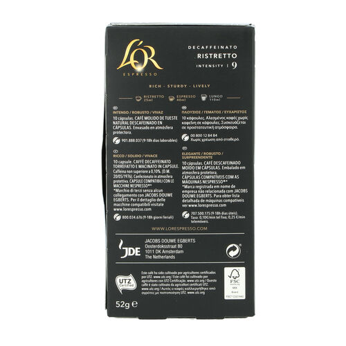 Caf&eacute; Ristretto descafeinado LOR 10 c&aacute;psulas image number