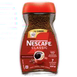 CAFE SOLUBLE DESCAFEINADO CLASSIC NESCAFE 100g