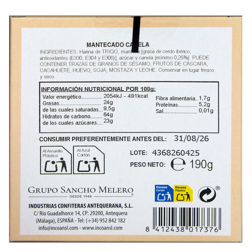 Mantecado de canela LA FLOR DE ANTEQUERA 190g image number