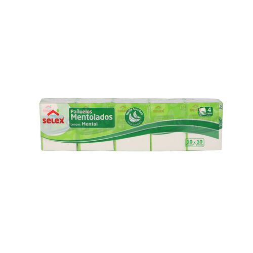 PAÑUELOS DE PAPEL MINI MENTOLADO SELEX PAQUETE 10uds image number