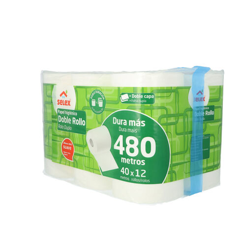 PAPEL HIGIENICO SELEX DOBLE ROLLO PACK 12uds image number