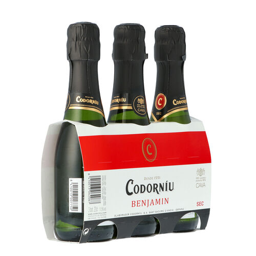 CAVA BENJAMIN T.R. 8 PAK 3B 0.200L..CODORNIU BENJAMIN.CAVA SECO PRESENTADO EN CAJA DE CARTON CON 8 PACKS DE 3 BOTELLAS DE.02 LITROS D.O. CAVA image number