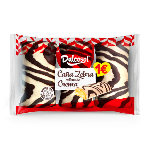 Ca&ntilde;a zebra rellena de crema DULCESOL 153g image number