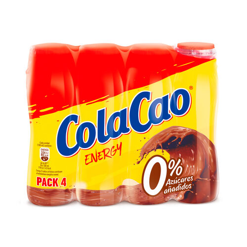 BATIDO DE CACAO 0% AZUCARES AÑADIDOS COLA CAO ENERGY 4X200ml image number