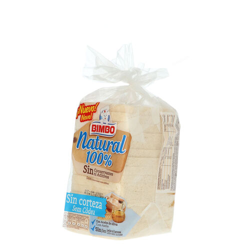 PAN DE MOLDE SIN CORTEZA 100% NATURAL BIMBO 450g image number