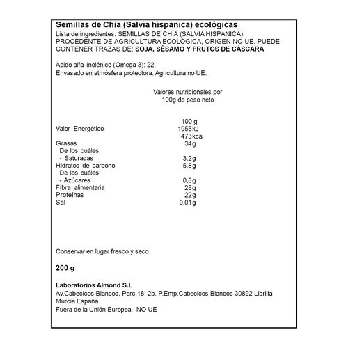 SEMILLAS DE CHIA ALTEZA BIO 200g image number
