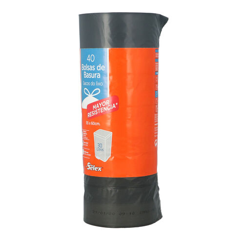 Bolsa de basura gris autocierre SELEX 30L 30uds image number