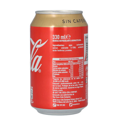 COCA COLA SIN CAFEINA LATA 33cl image number