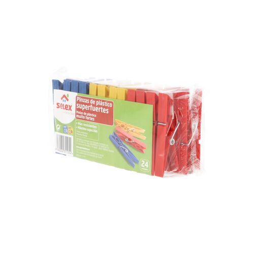 PINZAS PLASTICO EXTRA FUERTE SELEX 24uds image number