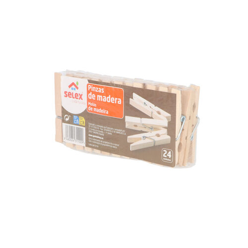 PINZAS SELEX MADERA 24uds image number