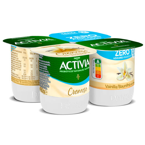 ACTIVIA CREMOSO VAINILLA 0% 4x115g image number