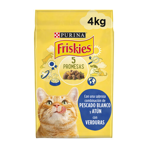 PIENSO GATO CON PESCADO BLANCO Y ATÚN CON VERDURAS FRISKIES 4kg image number
