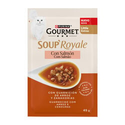 Comida h&uacute;meda para gato adulto Soup Royale con salm&oacute;n GOURMET 45g