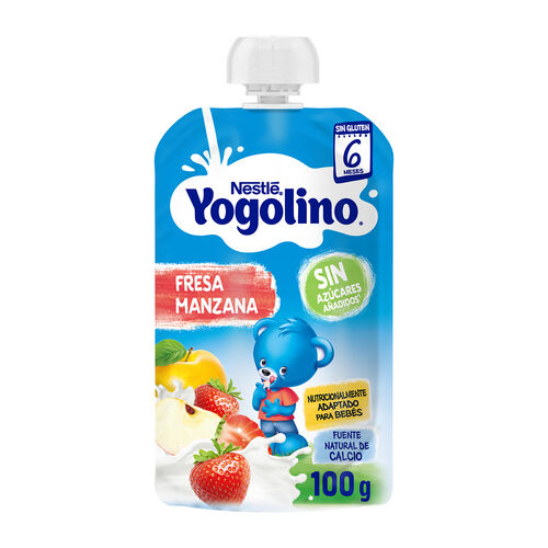 Pouch fresa y manzana sin az&uacute;cares YOGOLINO NESTL&Eacute; 100g image number