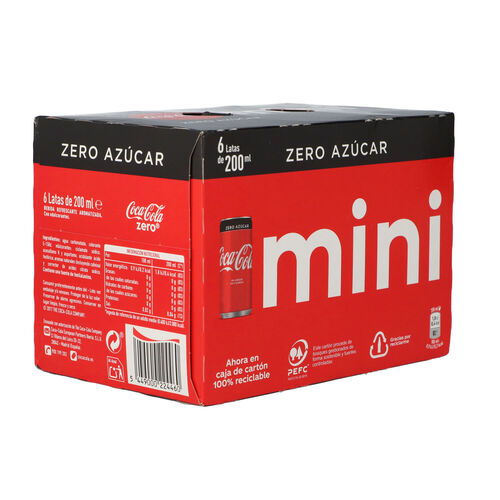 REFRESCO COCA COLA ZERO MINI 6x200ml image number
