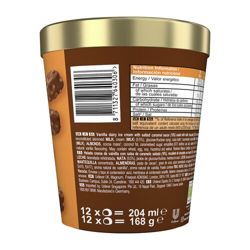 Helado bomb&oacute;n BON bon caramelo salado y almendra MAGNUM 168g image number