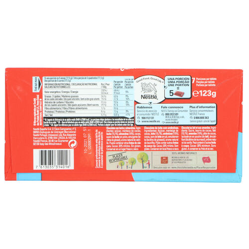 Chocolate almendra NESTL&Eacute; 123g image number