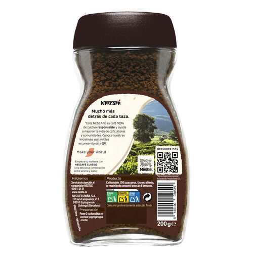 CAFE SOLUBLE NATURAL NESCAFE 200g image number