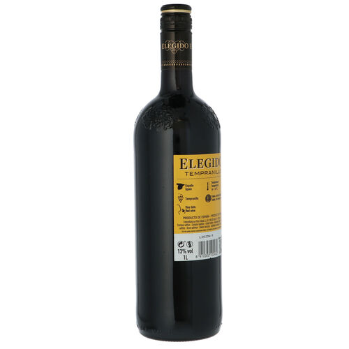 Vino tinto ELEGIDO tempranillo botella 1L image number